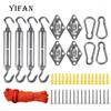 Triangular Shade Sail Accessories Set with Spring Hook, Diamond Buckle, and Turnbuckle