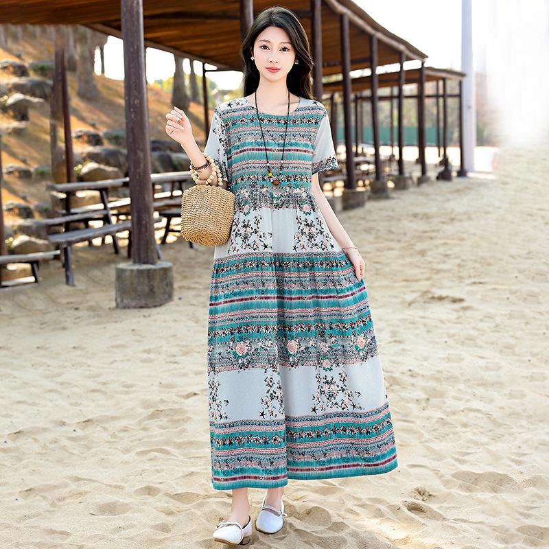 Bohemian Chiffon Midi Dress - Women's Plus Size, Slimming, Loose Fit, Summer Vacation Style (2026)