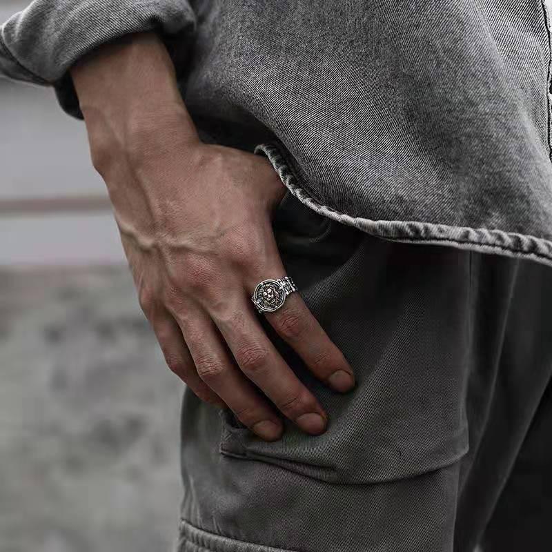 Mens Adjustable Lion King Ring Retro Vintage Style Plated Geometric Finger Men Women