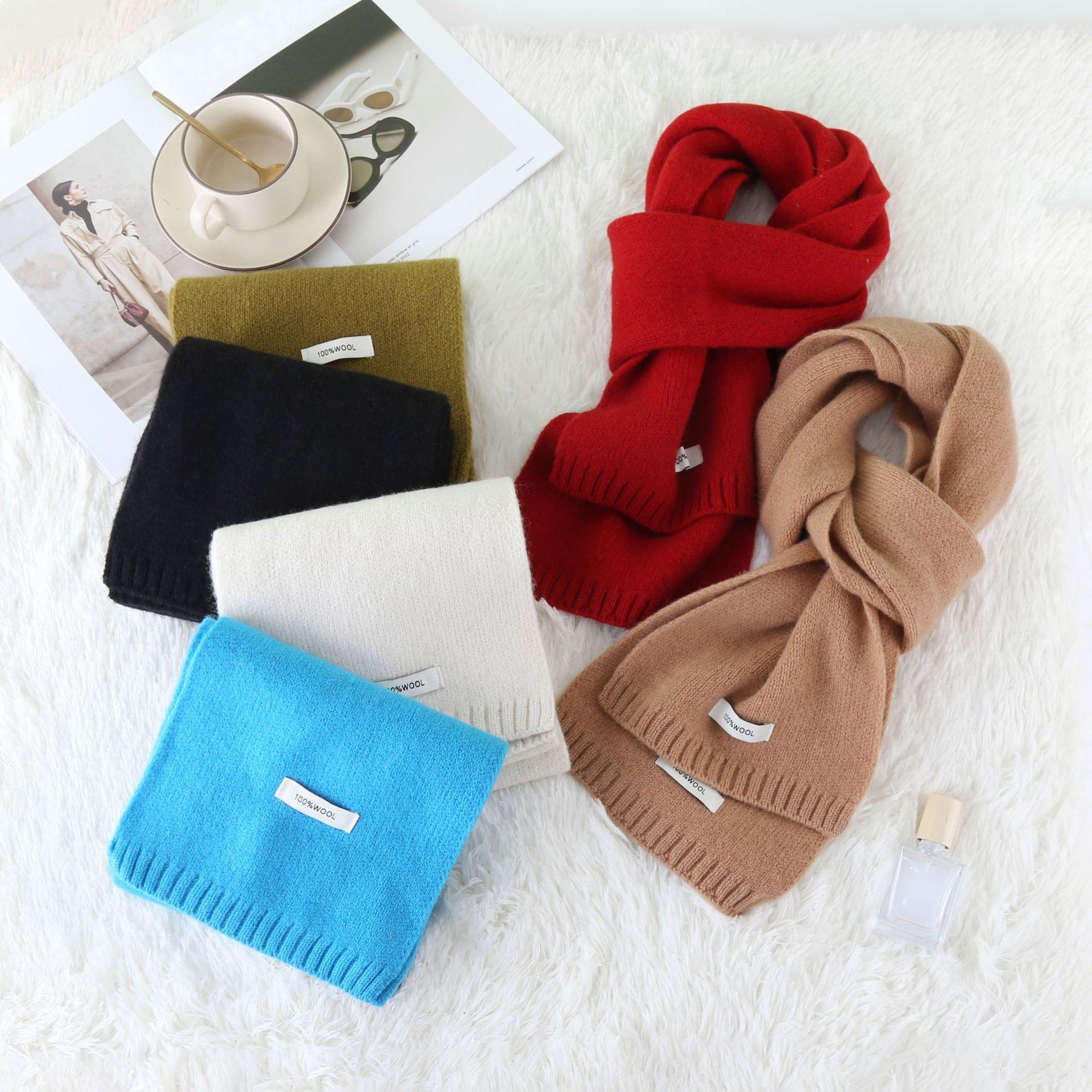 

Selected Australian 100% wool scarf New solid color versatile men s and women s winter warm knitted scarf 20*160CM світло-коричневого кольору