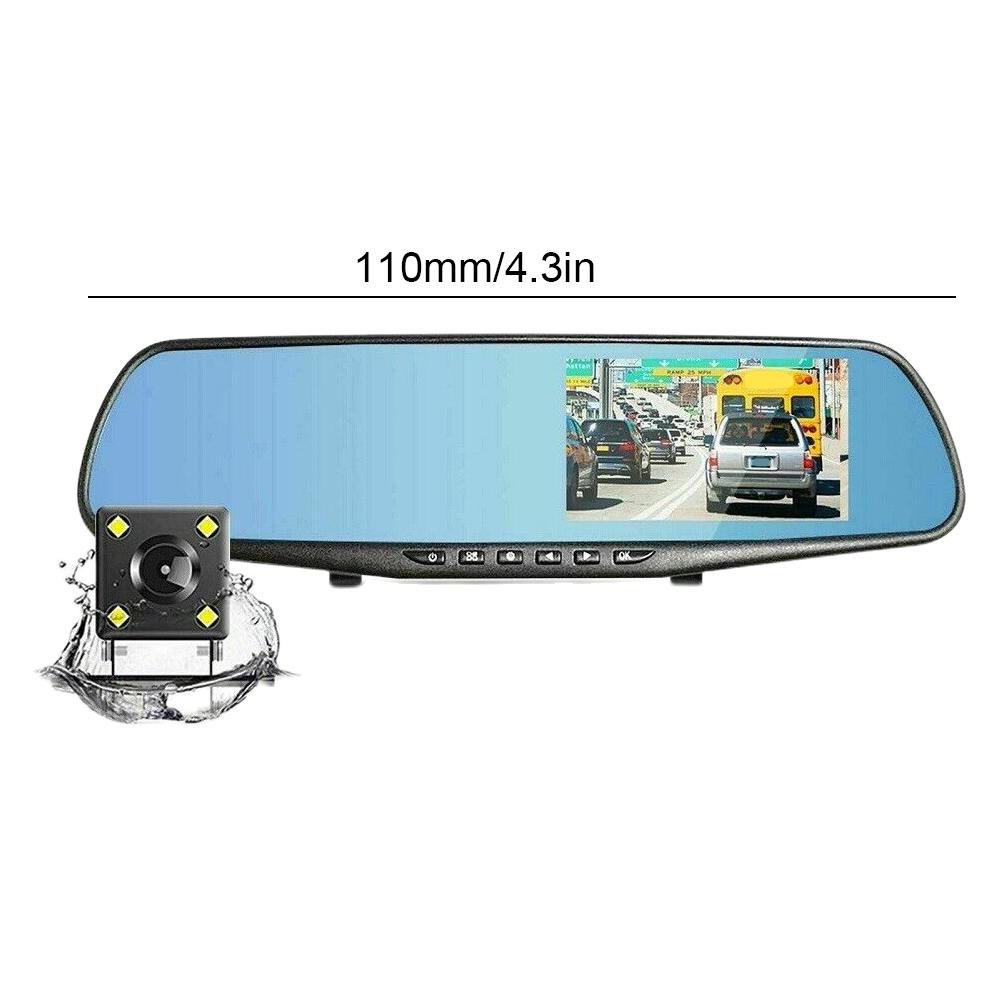 Car Video Recorder 170 Degree Wide Angle Dual Lens Automobile Data Recorder HD 1080P 4.3 Inch Auto Video Camera Built-in Speaker