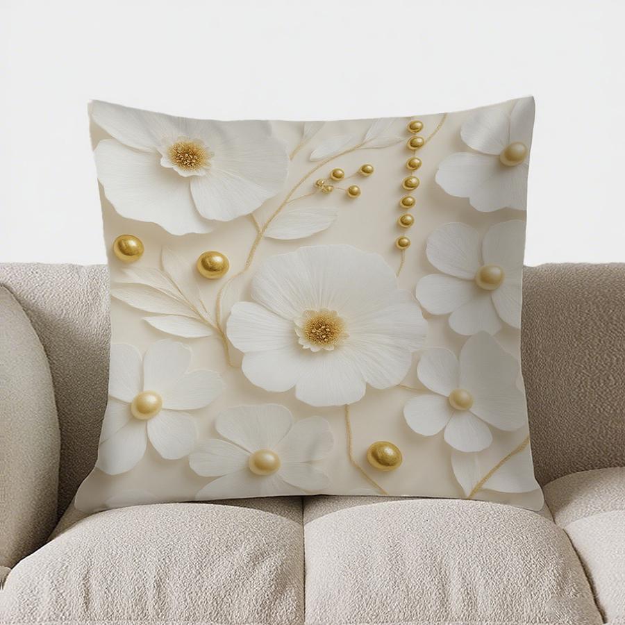 Home Decor Floral Pearl Accent Throw Pillow For Home Pattern Cushion Cover Suitable For Sofa Bedroom Car Pillow Cover