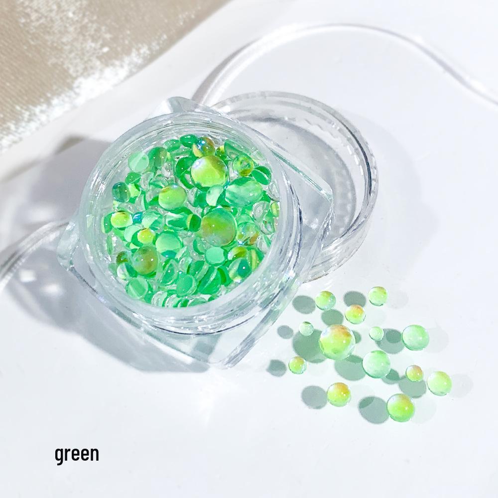 Iridescent Mermaid Nail Art Beads: Half-Round Glass Rhinestones and Mixed Accessories