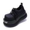 Metal Decoration Round Toe Thick Bottom Platform Chunky Heels Women Pumps Lace Up Black Ins Fashion Y2K Punk Street Ladies Shoes