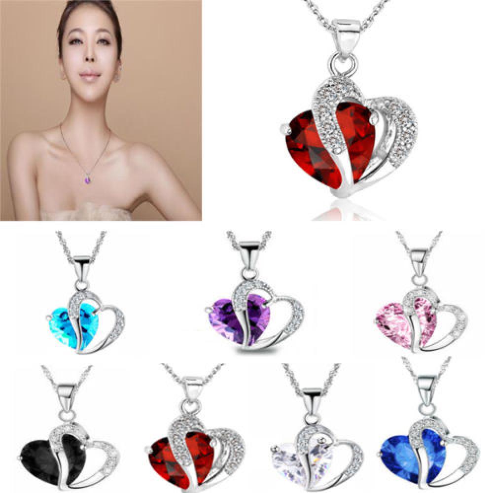 

Женская мода Rhinestone Crystal Heart ожерелье кулон ювелирная цепочка