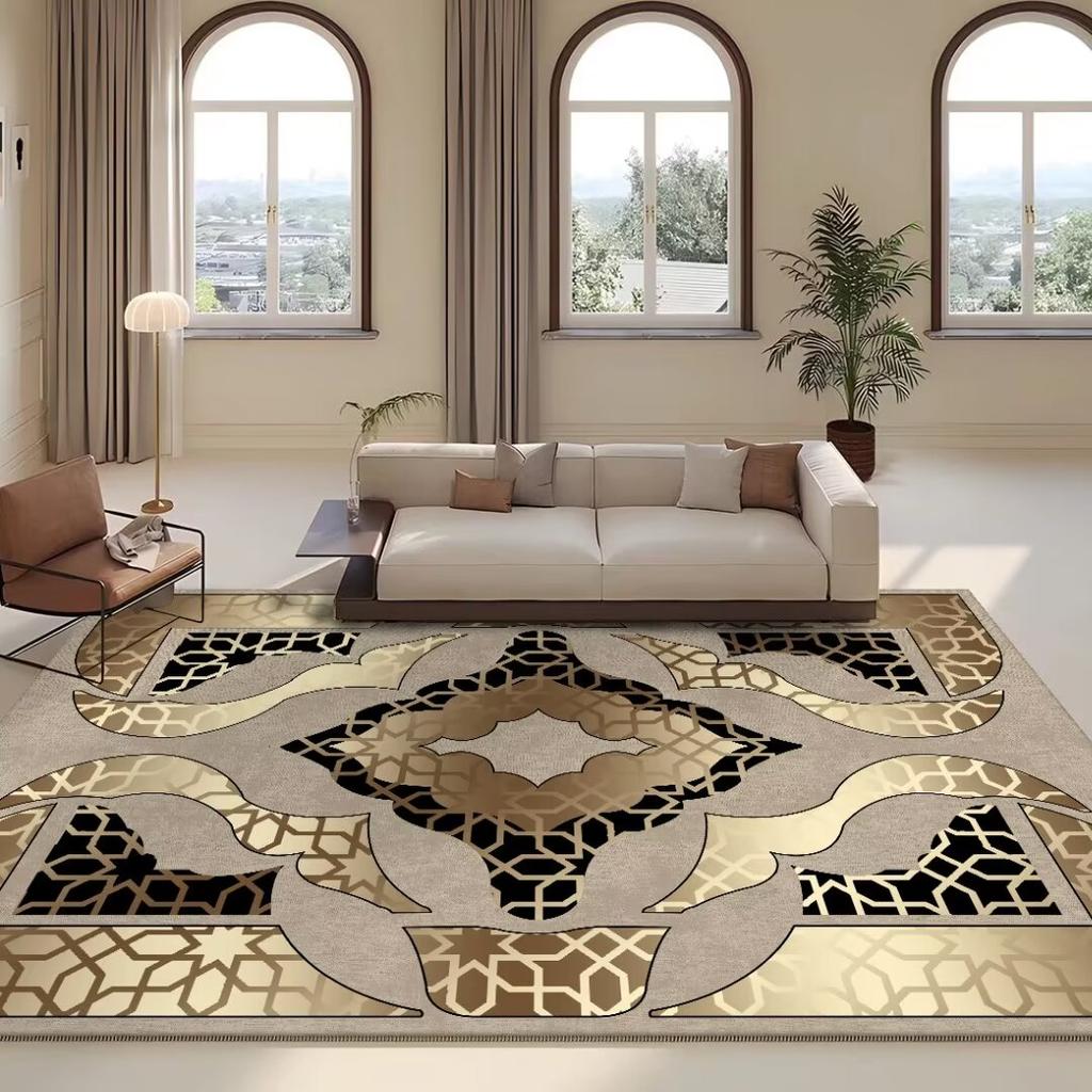 European Style Living Room Luxury Decoration Carpet Gold Sofa Chair Large Area Rug Customizable Easy To Clean Non Slip Mat