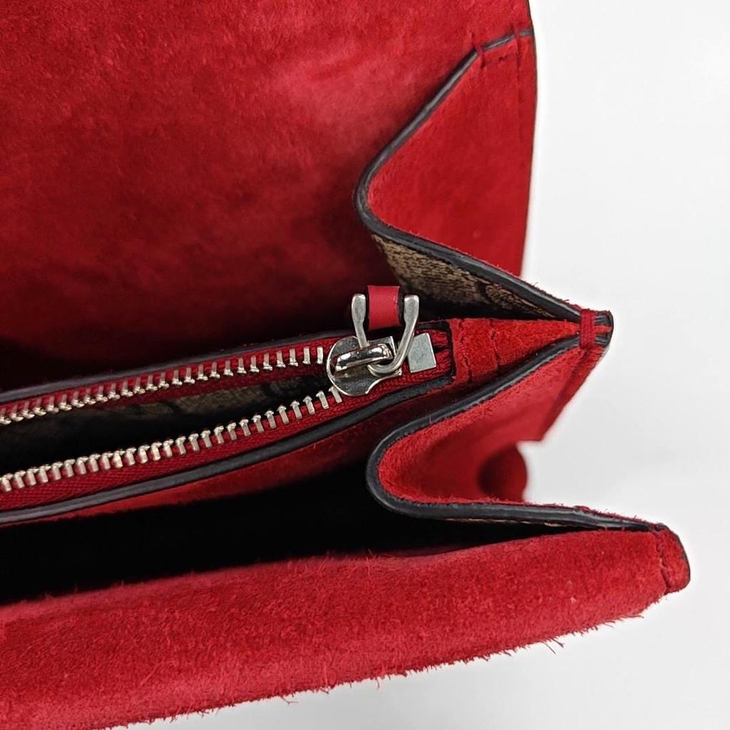 [Pre-Owned] Dionysus Chain Tiger Head Buckle Logo Canvas And Leather Shoulder Bag Small - Very Good #LVB8BZ