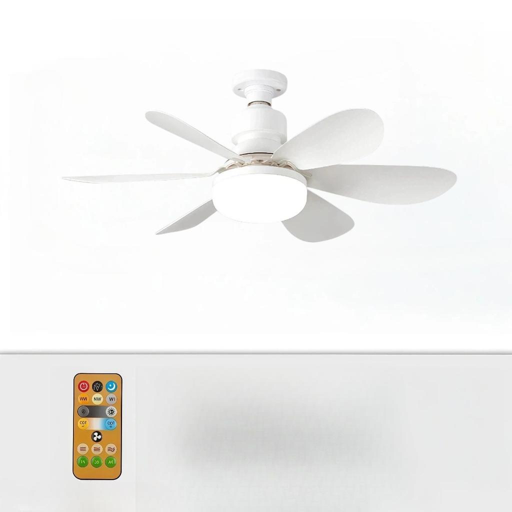 1 Stück Neuer E27 Schraub-Haushalts-Leiser Kleiner Deckenventilator mit Licht, Intelligenter Deckenventilator mit Licht Esszimmer Schlafzimmer Ventilatorlicht