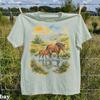 Comfort Colors Horse Shirt, Watercolor Mare and Foal Tee, Nature Horse Lover Gift, Equestrian Shirt