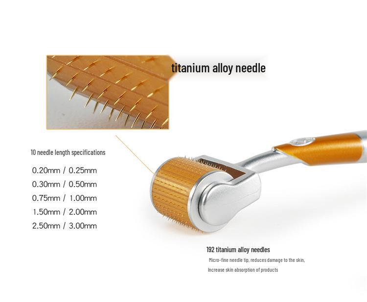 192-Needle Titanium Microneedle Facial Roller - Manual Massage Tool for Cross-Border Trade.