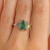 Pear Moss Agate Ring with Peridot, Amethyst & Cubic Zirconia – Nature Inspired Gemstone Jewelry Gift - Rose gold plated 925 Sterling Silver Ring