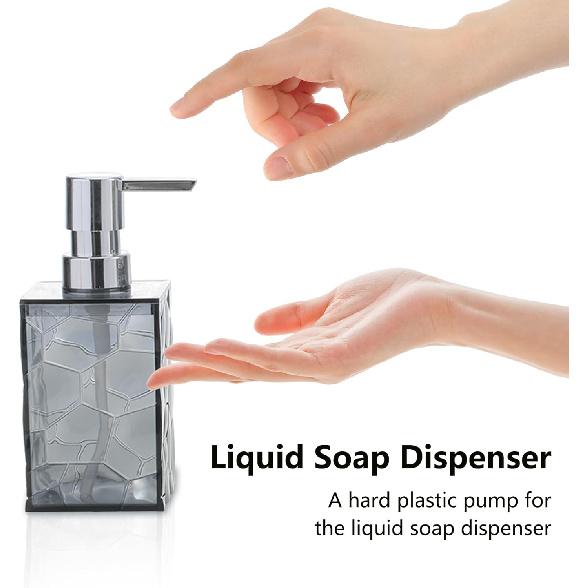 Bathroom Accessories Set 4-Piece Plastic Gift Set with Toothbrush Holder, Toothbrush Cup, Soap Dispenser, Soap Dish(Gray)