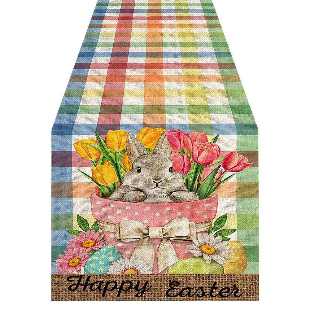

Easter Holiday Table Cover Rectangle 12.8x71.3/89.7 In Party Table Decor Decorative Bunny Flower Table Cloth for Camping Picnic 33x183cm