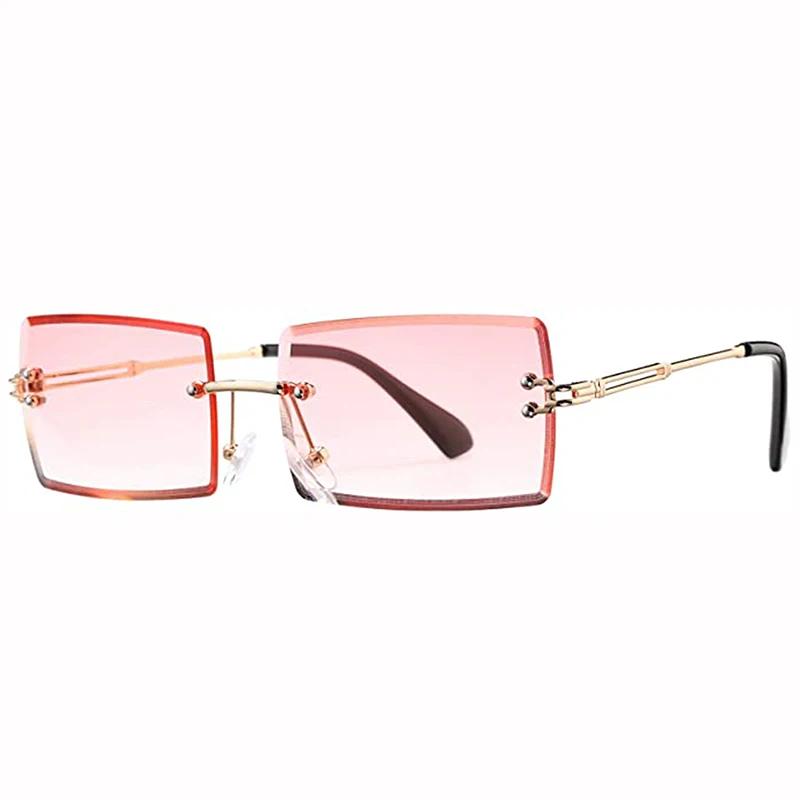 New Rimless Rectangle Sunglasses for Women Men Trendy Frameless Square Shades Ultralight UV400 Eyewear Unisex