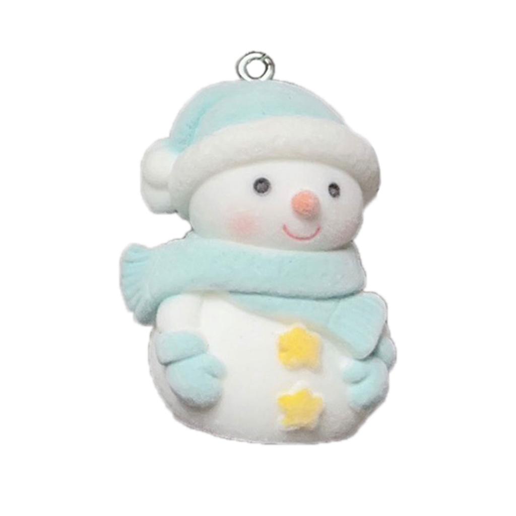 DIY Flocking Jewelry Accessories 3D Cartoon Snowman Keychain Pendant for Car Key Handcrafted Jewellery Component