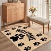 Non-Slip Washable Paw Print "WELCOME" Area Rug Soft Floor Mat for Living Room Bedroom Pet Friendly Kids Room Decor