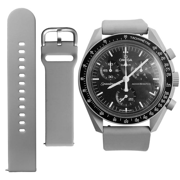 [Ocdin] 20mm Watch Band for Omega X Swatch Speedmaster MoonSwatch - Silicone Strap (Gray/Moon)
