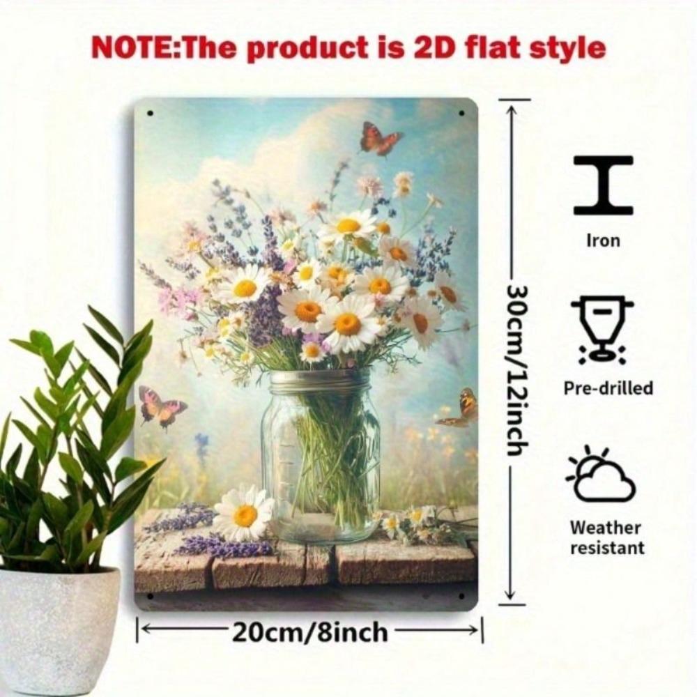 Metal Wall Art Farmhouse Style Wild Flowers Poster for Kitchen