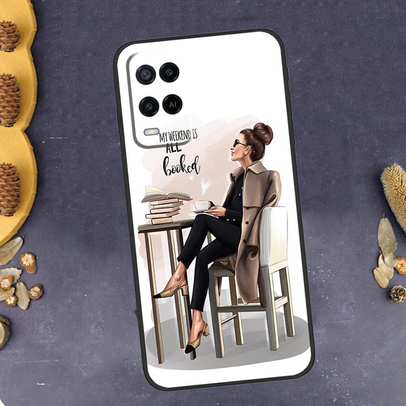 Princess Female Boss Coffee Phone Case For Oppo A94 A74 A54 A15 A18 A38 A58 A78 A98 A40 A60 A80 A16 A76 A96 A57S A17 A77