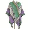 Mohair Knit Shawl Wrap Tassel Plaid Design Winter Warm Outerwear Ethnic Style Scarf Wrap