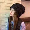Women S Breathable Hollow Knitted Slouch Hat Solid Color Autumn Flattering Casual Fit