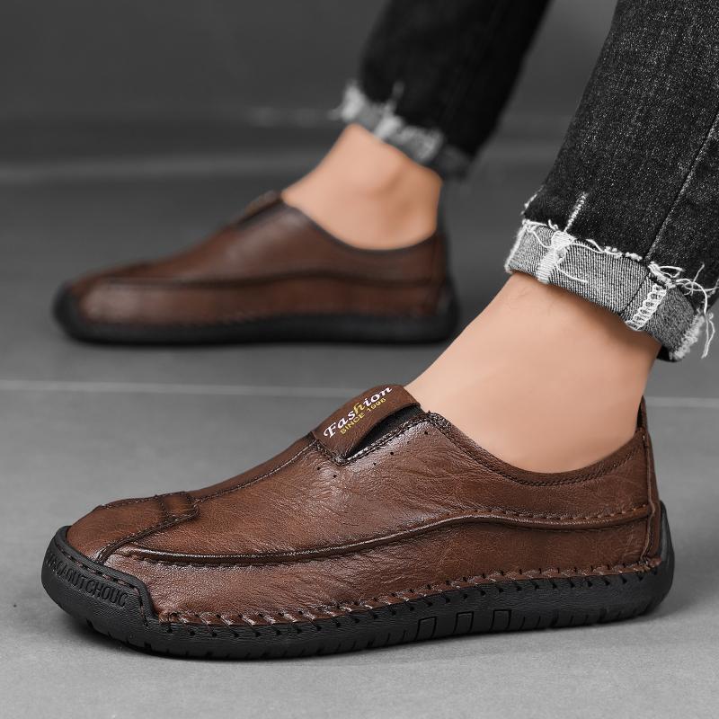 Handmade Genuine Leather Men's Casual Shoes Comfortable Moccasins Men Business Flats Shoes Driving Shoes