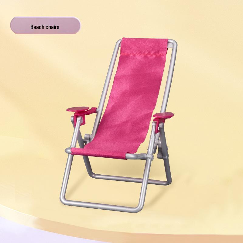 Miniature Folding Chair Ornament: Park Bench & Beach Chair Mobile Phone Holder Toy Accessory