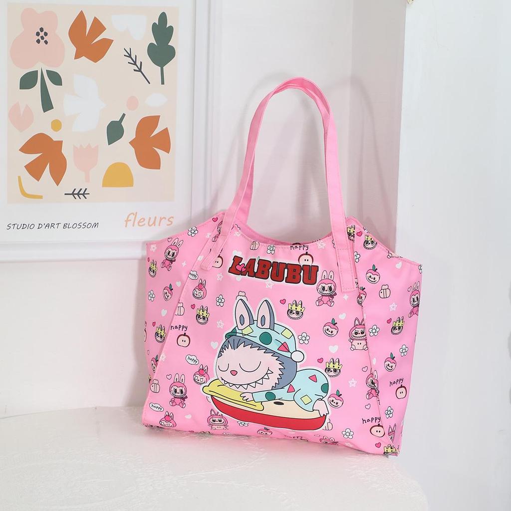 Labubu Cartoon Pop Mart Large Capacity Mummy Shoulder Bag - Portable, Casual Storage for Outings