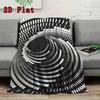 Spiral black-and-white checkerboard vortex 2D Flat Pattern Flannel Blanket High quality All Seasons Warmth and Comfort Perfect for Christmas Gifts.
