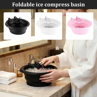 Silicone Face Ice Bath Tray with Adjustable Breathing Tube Portable Foldable Wash Basin Cold Therapy Facial Puffiness Bowl