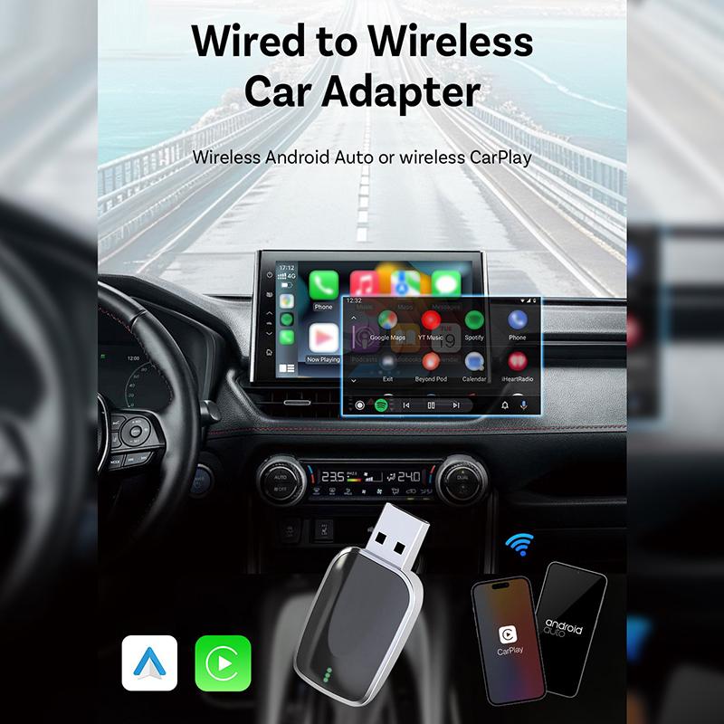 AI Mini Box 2-in-1 CarPlay Android Auto Adapter, Plug-and-Play Fit 99% Stock Car Head Units