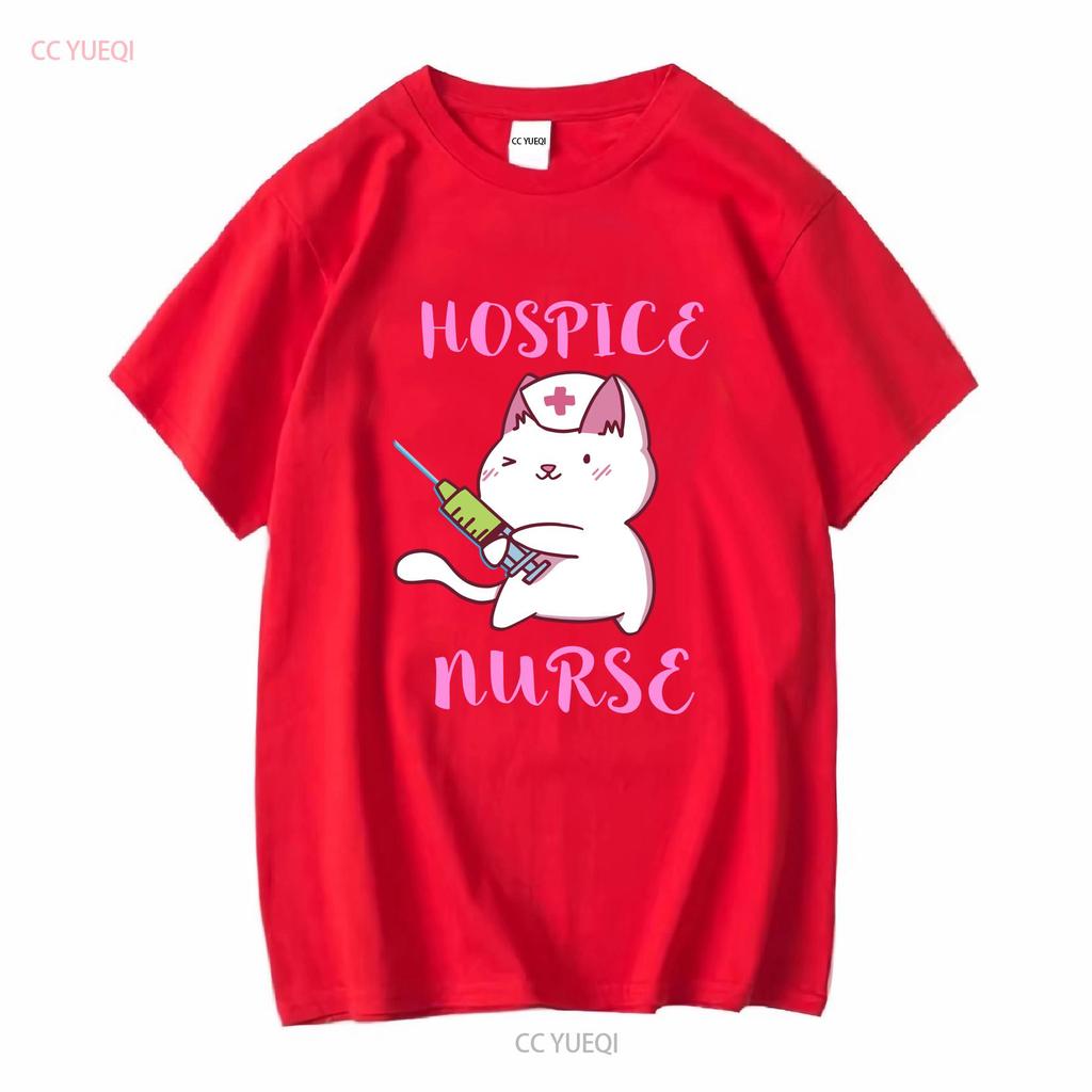 Hospice Nurse T Shirt Life Cat Registered Ideas Nursing School Squad long or short sleeves vintage Washed homme Versatile