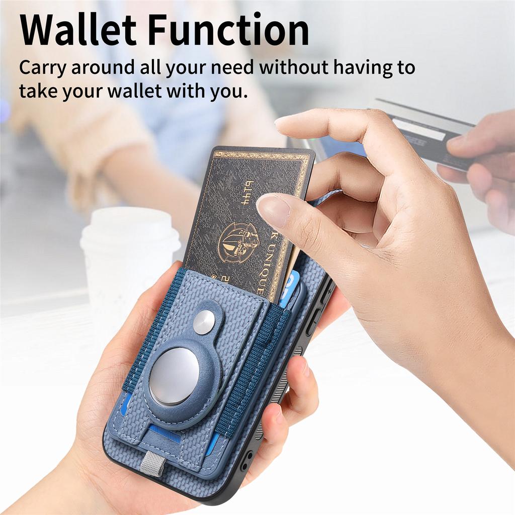 Holder for AirTag/iPhone Air Case Detachable Card Holder Leather+TPU+PC Phone Cover