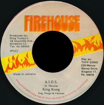 7inch Record KING KONG  A.I.D.S NONE Firehouse 1986 Jamaica Reggae Ska  Dub Used