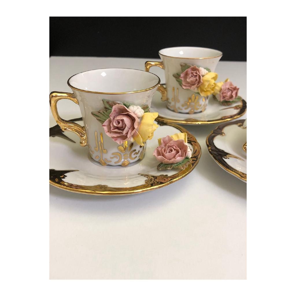 Rose Dream Handmade Porcelain Coffee Cup Set Of 2
