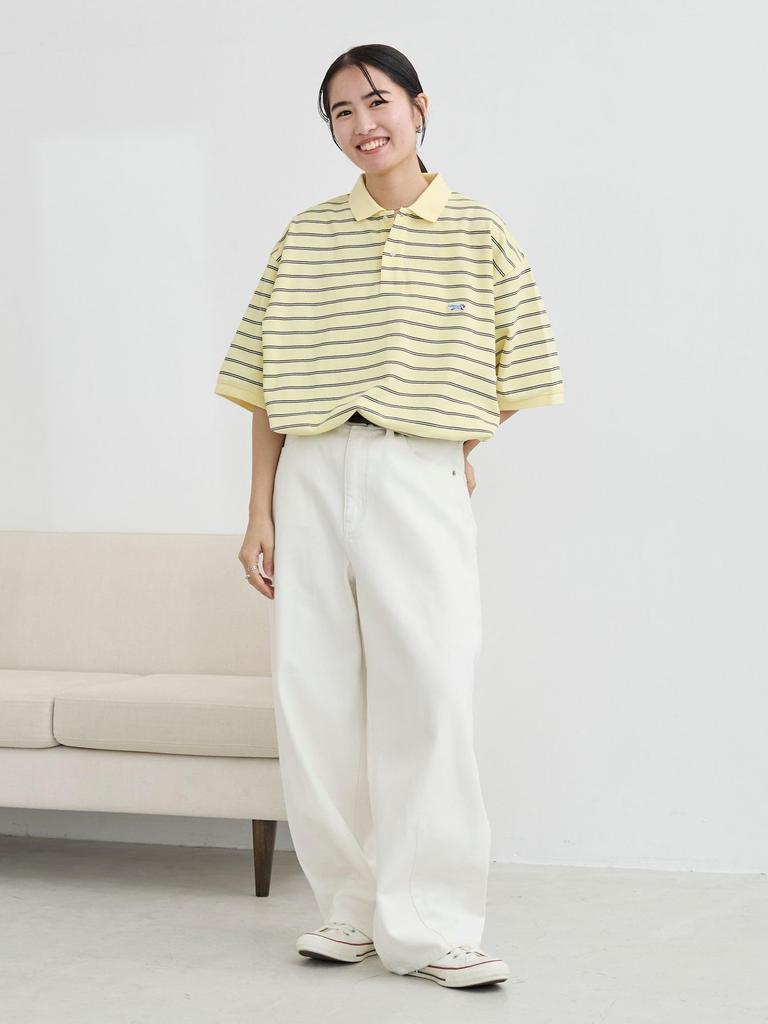 Cohen Penneys Custom-Made Dry Kanoko Striped Polo Shirt with Moisture-Wicking and Quick-Drying Function, 75256030463 5150 CREAM (51), Medium