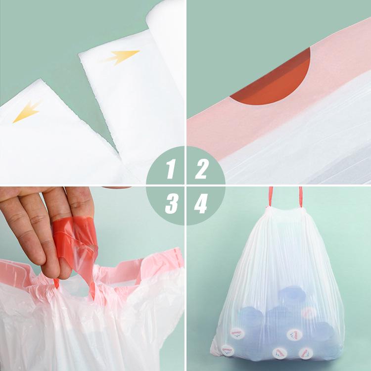 Thickened Automatic-Closure Drawstring Garbage Bags for Household Cleaning