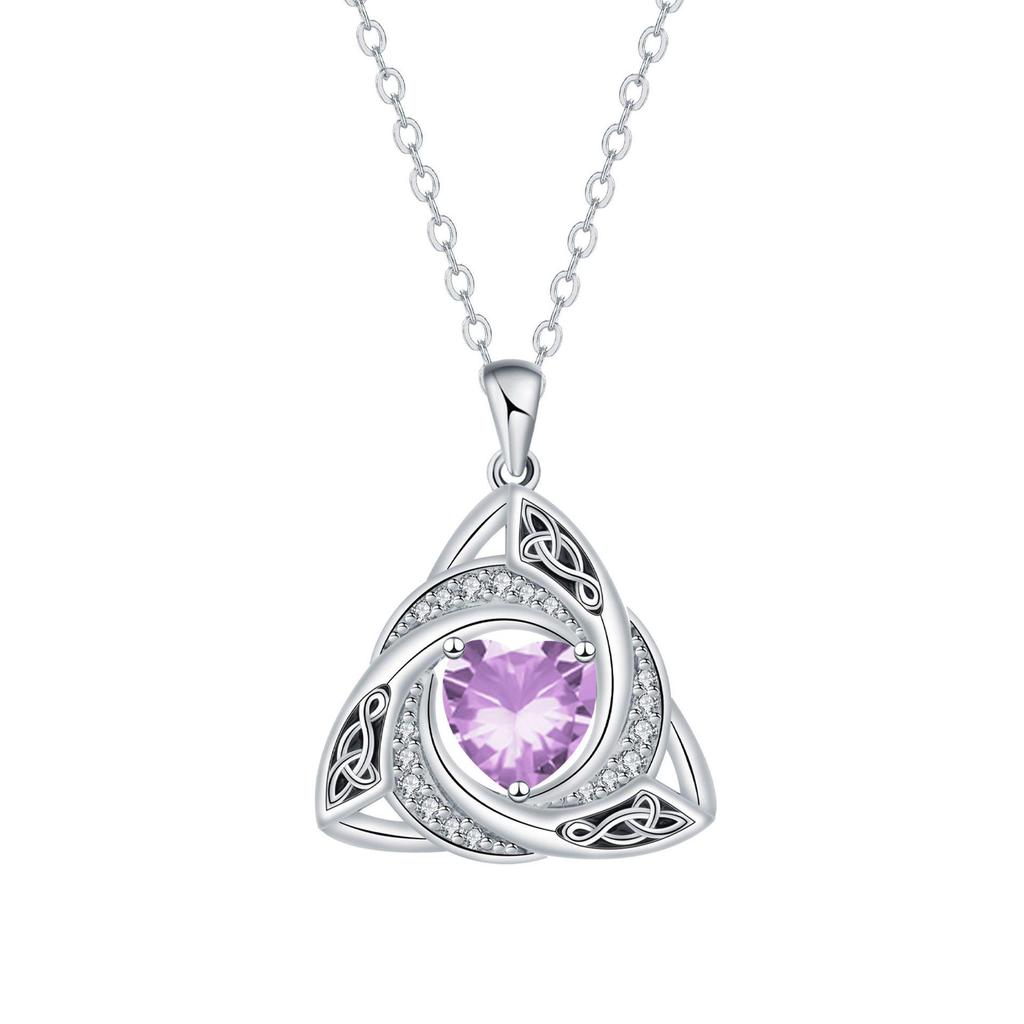Geometric Witch Knot Zodiac Necklace - Celtic Pendant with Twelve Stones Holiday Gift