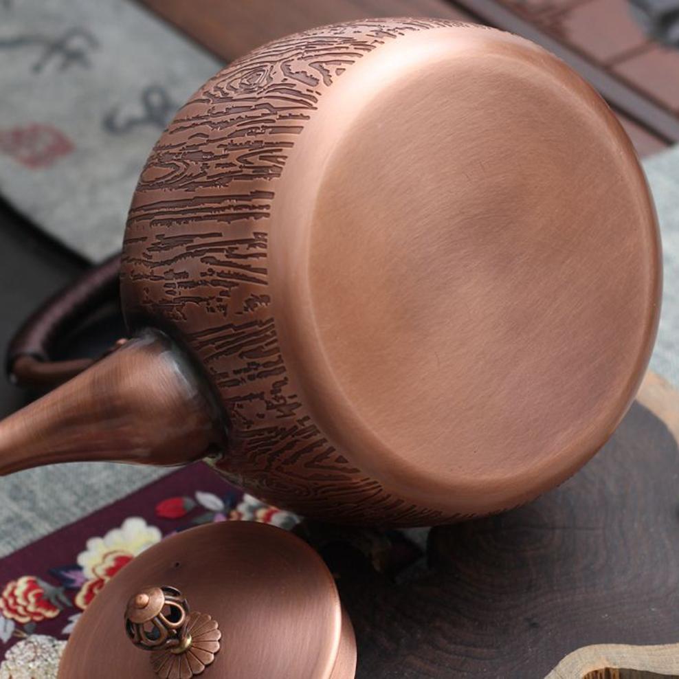 1.7L Red Copper Kettle Pure Handmade Copper Teapot Kung Fu Tea Kettle Large Capacity Boil Water Kettle Antique Kitchenware