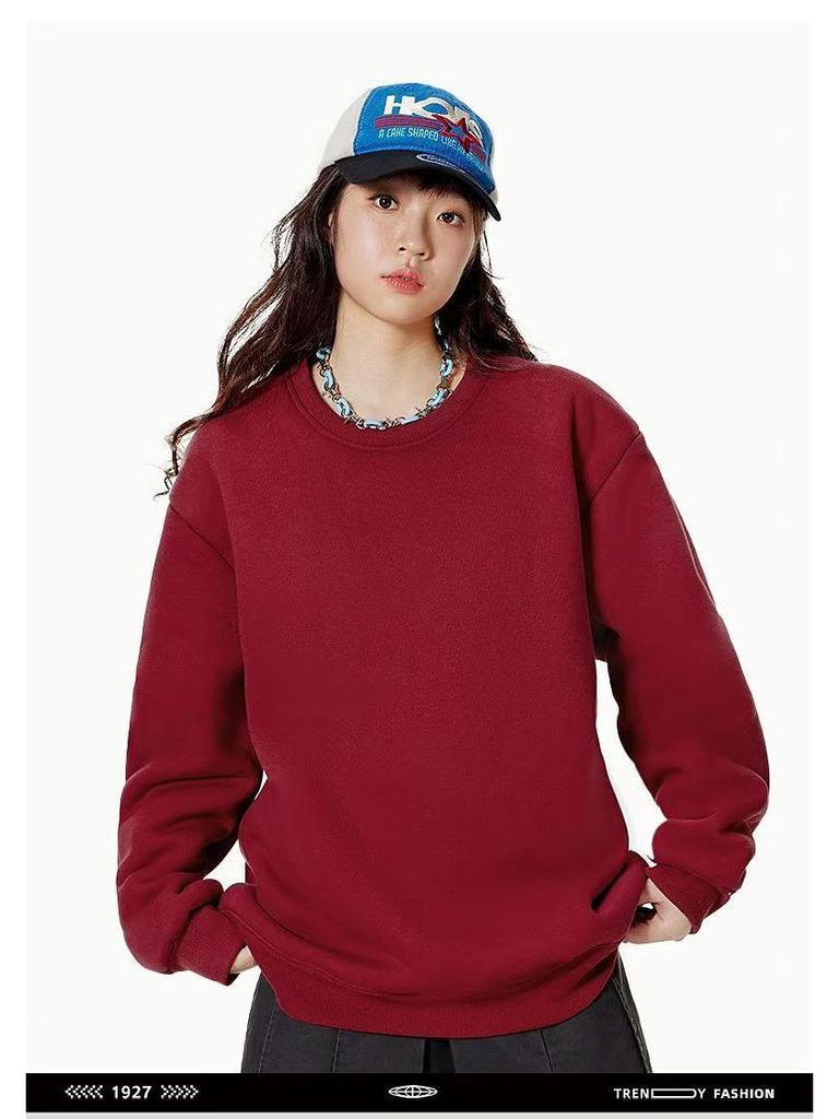 Men's 2024 Winter Thick Lambswool Hoodie - Round Neck, Solid Color, Long Sleeve, Velvet-Enhanced Warm Fleece.