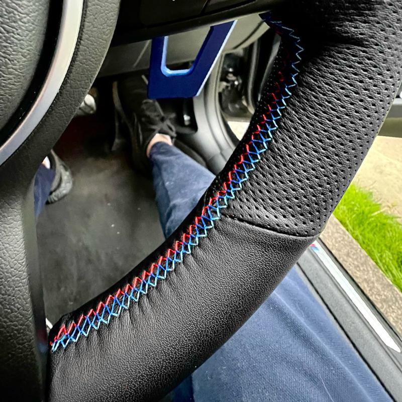 Hand-stitched Car-styling Interior Steering Wheel Braid Cover Trim For BMW M Sport 1 3 Series M3 E90 E92 E93 E81 E82 E87 X1 E84
