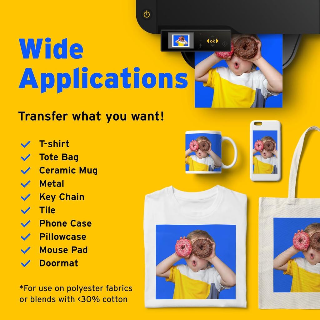 Printers Jack 600ML Sublimation Ink for ET-8550 ET-8500 Wide-Format Supertank Printers Heat Press Transfer on T-Shirt (6x100ML, 6 Colors-BK PB CM Y