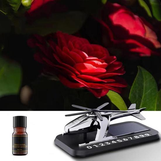 Solarenergie rotierende Aromatherapie Auto Lufterfrischer mit Telefonnummer Hubschrauber Form ätherisches