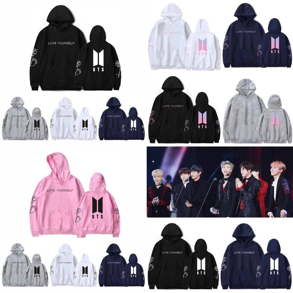 Bluza z nadrukiem BTS z podszewką polarową dla młodzieży, do noszenia na co dzień