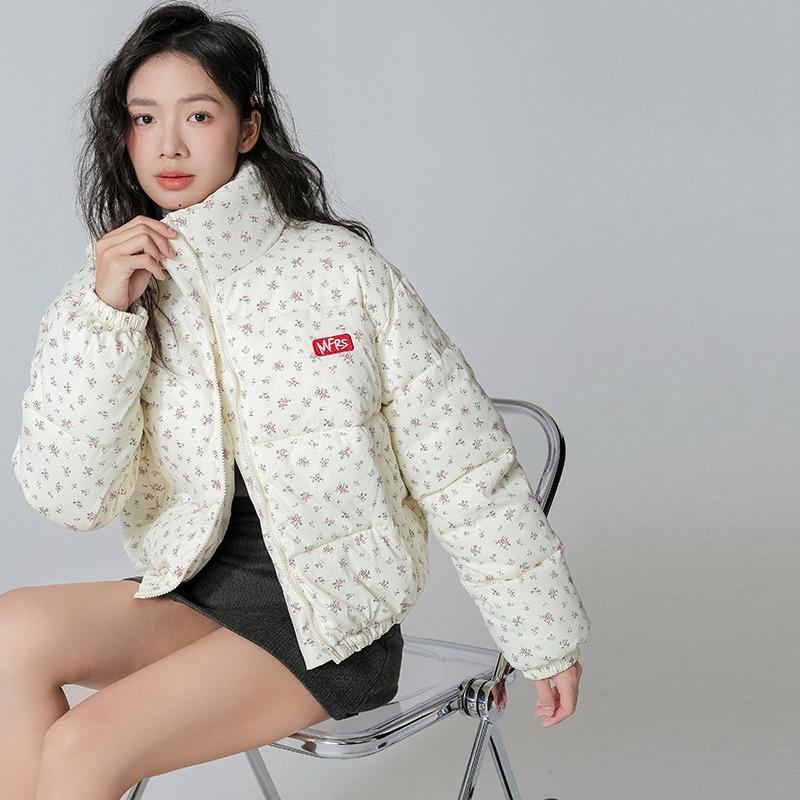 Short down cotton clothes fashionable fake two pieces student thickened versatile loose and thin bread clothes jacket women