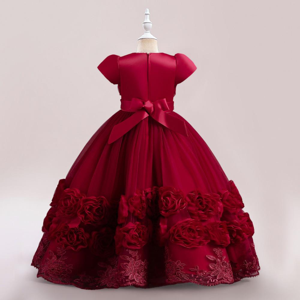 Robe De Fille Sans Manches Col Rond Brodée Fleurs - Robe De Fête Formelle, Demoiselle D'honneur, Anniversaire, Bal
