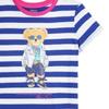 Polo Ralph Lauren Dress Kids Striped Cartoon Anime Pattern Round Neck Short Sleeve Short Kids Dress Blue White 313926019-001