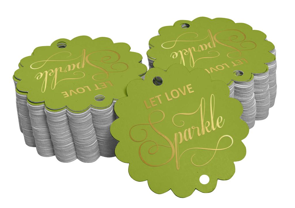 Inkdotpot 100 Pack Let Love Sparkle Wedding Favor Paper Tags Craft Real Gold Foil Hang