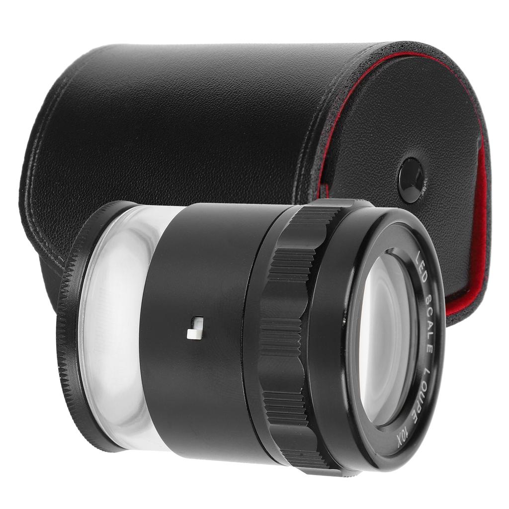 8LED 10X Magnifier Loupe with Scale High Definition Adjustable Magnifying Glass