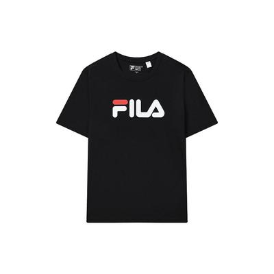 Fila Vintage American Round Neck Short Sleeve T-shirt With Logo Print Unisex Tops Black F51U328199ABK